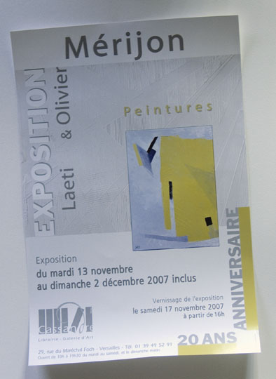 Affiche de l'exposition Laeti et O.Mérijon Galerie Cassandre Versailles 2007